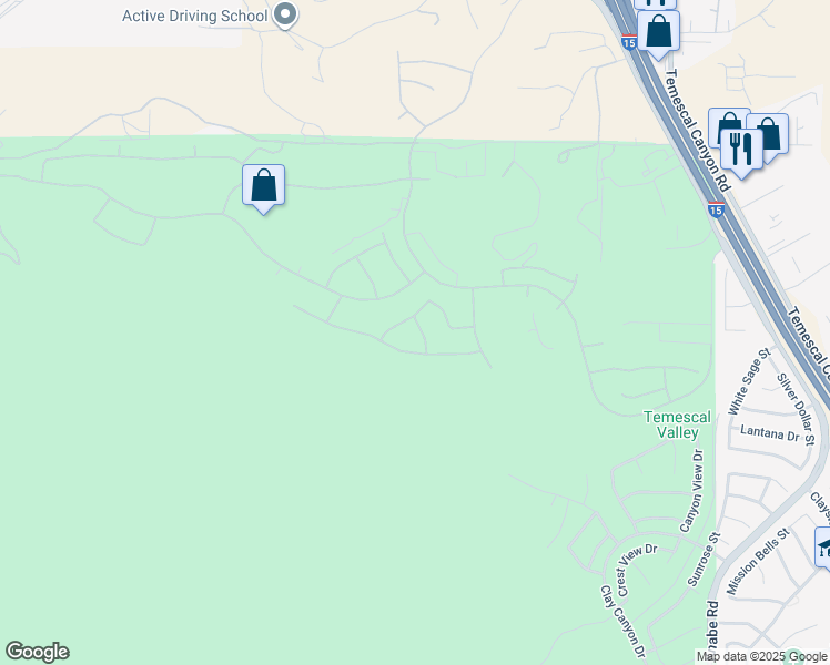 map of restaurants, bars, coffee shops, grocery stores, and more near 22407 Leisure Drive in Corona