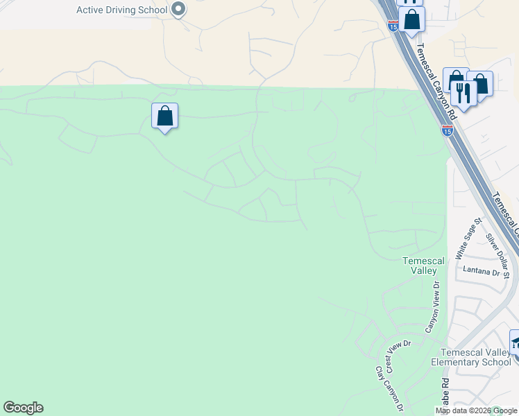 map of restaurants, bars, coffee shops, grocery stores, and more near 8321 Sunset Rose Drive in Corona
