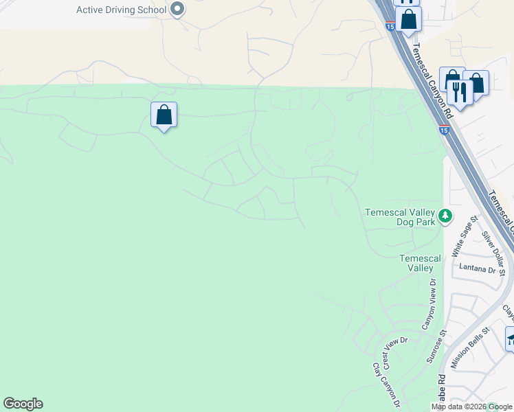 map of restaurants, bars, coffee shops, grocery stores, and more near 22407 Leisure Drive in Corona