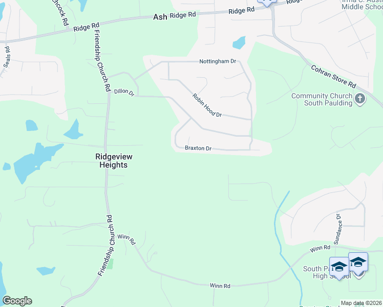 map of restaurants, bars, coffee shops, grocery stores, and more near 248 Braxton Drive in Douglasville