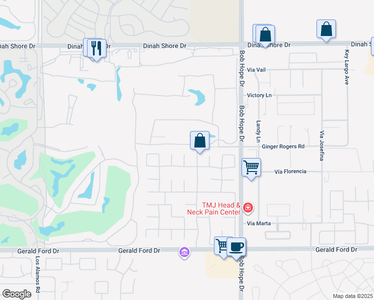 map of restaurants, bars, coffee shops, grocery stores, and more near 8 Elizabeth Court in Rancho Mirage