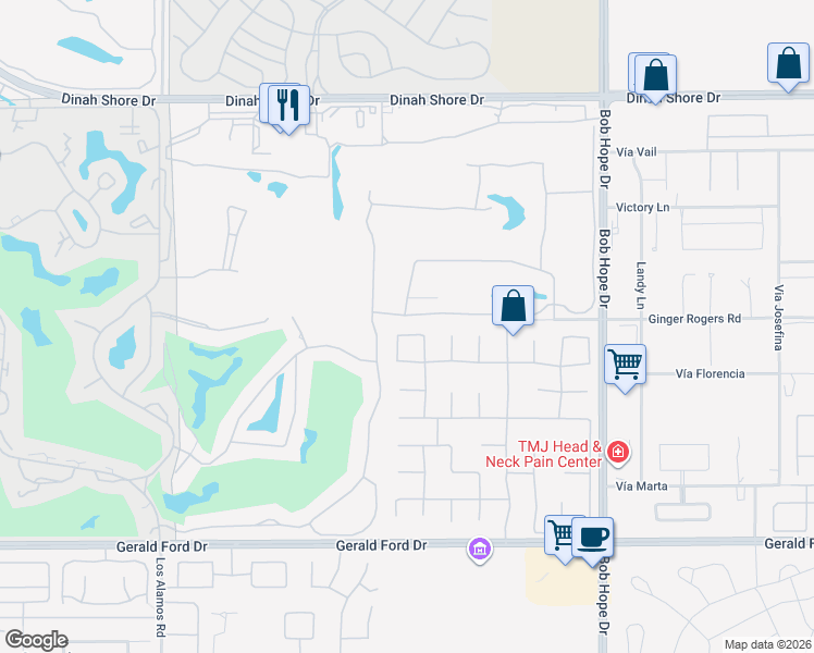 map of restaurants, bars, coffee shops, grocery stores, and more near 44 Killian Way in Rancho Mirage