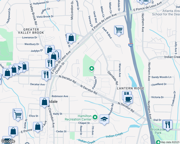 map of restaurants, bars, coffee shops, grocery stores, and more near in Scottdale
