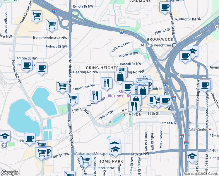 map of restaurants, bars, coffee shops, grocery stores, and more near 437 Plateau Place Northwest in Atlanta