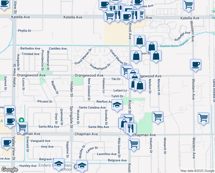 map of restaurants, bars, coffee shops, grocery stores, and more near 6804 Tiki Drive in Cypress