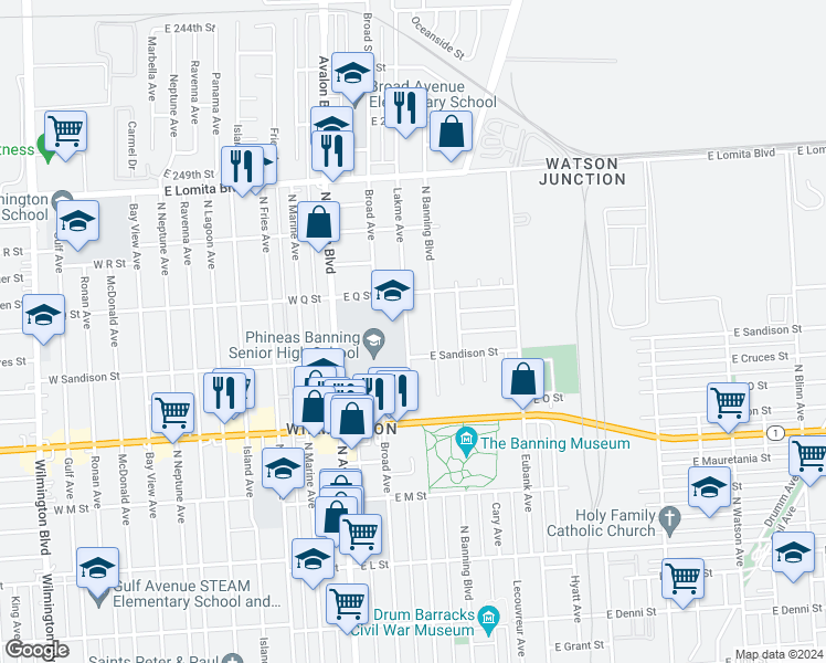map of restaurants, bars, coffee shops, grocery stores, and more near 1526 Lakme Avenue in Los Angeles