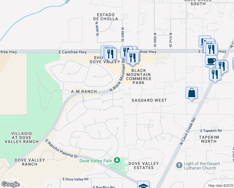 map of restaurants, bars, coffee shops, grocery stores, and more near 4748 East Amber Sun Drive in Cave Creek
