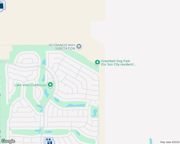 map of restaurants, bars, coffee shops, grocery stores, and more near 78925 Falsetto Drive in Palm Desert