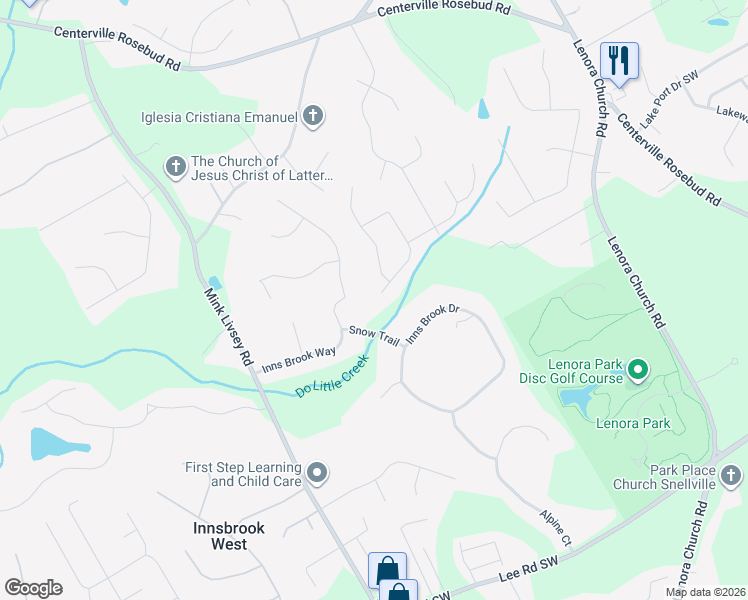 map of restaurants, bars, coffee shops, grocery stores, and more near 3142 Summer Wood Circle in Snellville