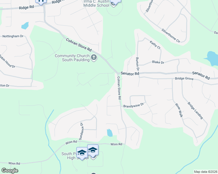 map of restaurants, bars, coffee shops, grocery stores, and more near 69 Jubilee Drive in Douglasville