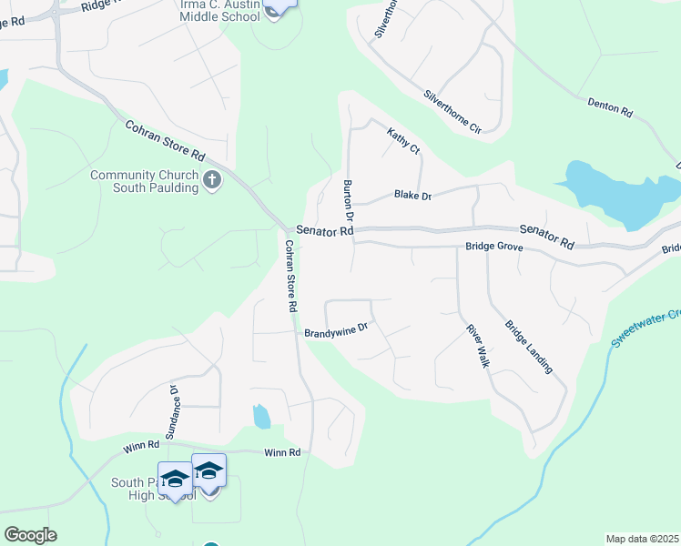 map of restaurants, bars, coffee shops, grocery stores, and more near 114 Bridgewood Drive in Douglasville