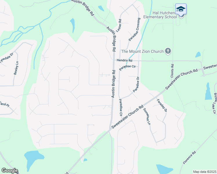 map of restaurants, bars, coffee shops, grocery stores, and more near 33 Bentonville Lane in Douglasville