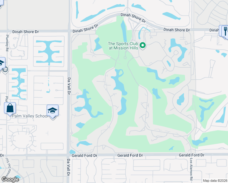 map of restaurants, bars, coffee shops, grocery stores, and more near 34870 Mission Hills Drive in Rancho Mirage