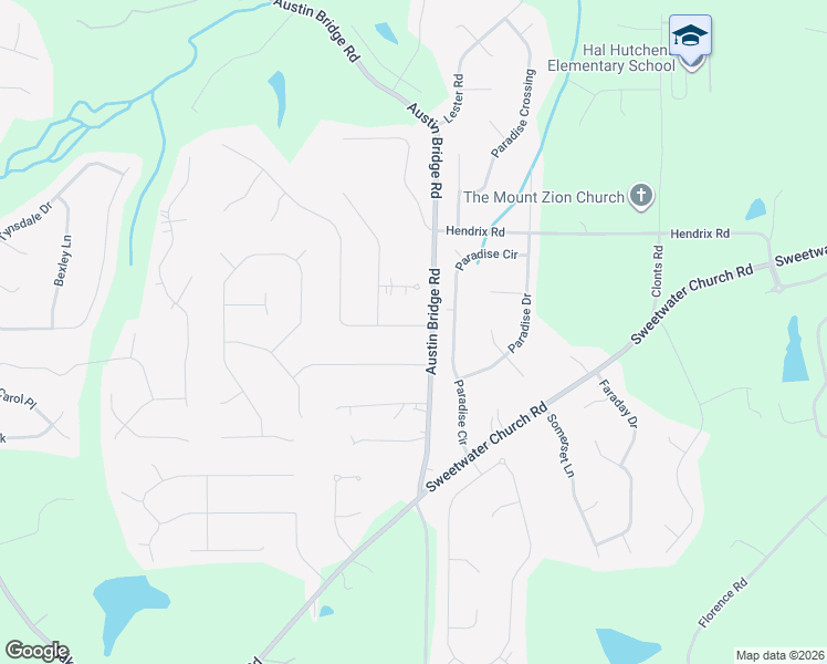 map of restaurants, bars, coffee shops, grocery stores, and more near 33 Bentonville Lane in Douglasville