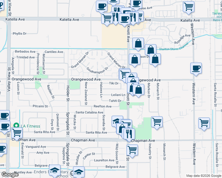 map of restaurants, bars, coffee shops, grocery stores, and more near 6906 Molokai Drive in Cypress