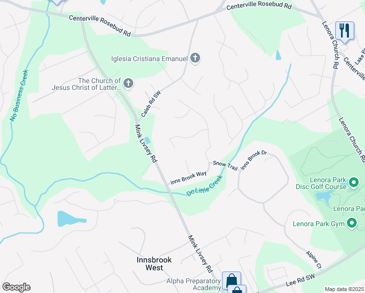 map of restaurants, bars, coffee shops, grocery stores, and more near 3470 Frankfurt Court in Snellville