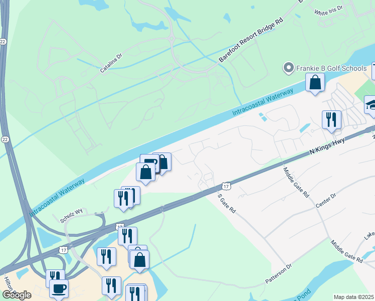 map of restaurants, bars, coffee shops, grocery stores, and more near 925 Dogwood Court in Myrtle Beach