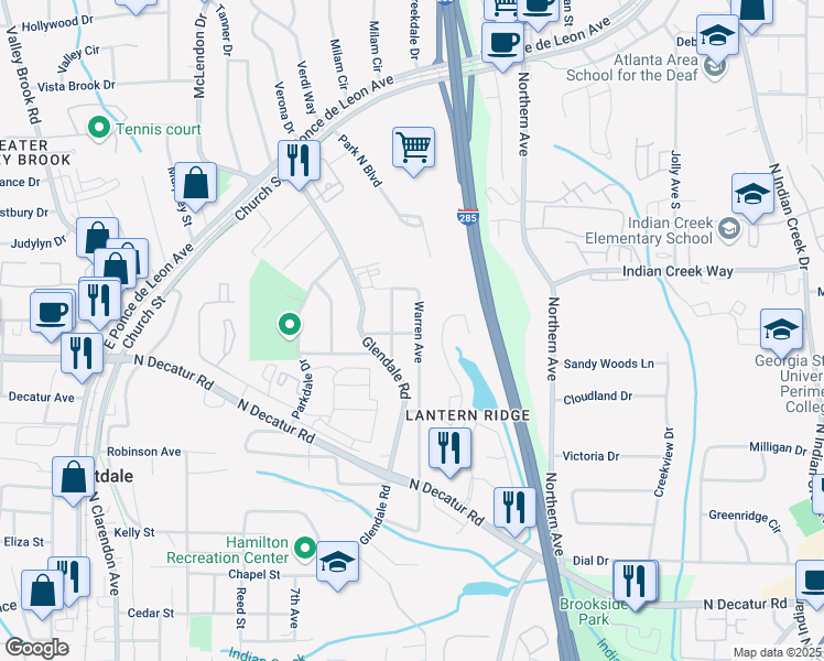 map of restaurants, bars, coffee shops, grocery stores, and more near 612 Warren Avenue in Scottdale