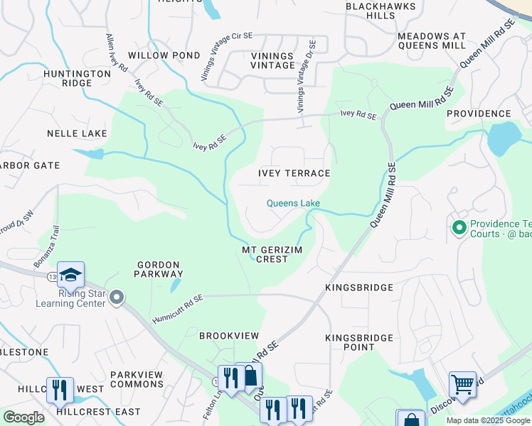 map of restaurants, bars, coffee shops, grocery stores, and more near 6502 Blessing Road Southeast in Mableton