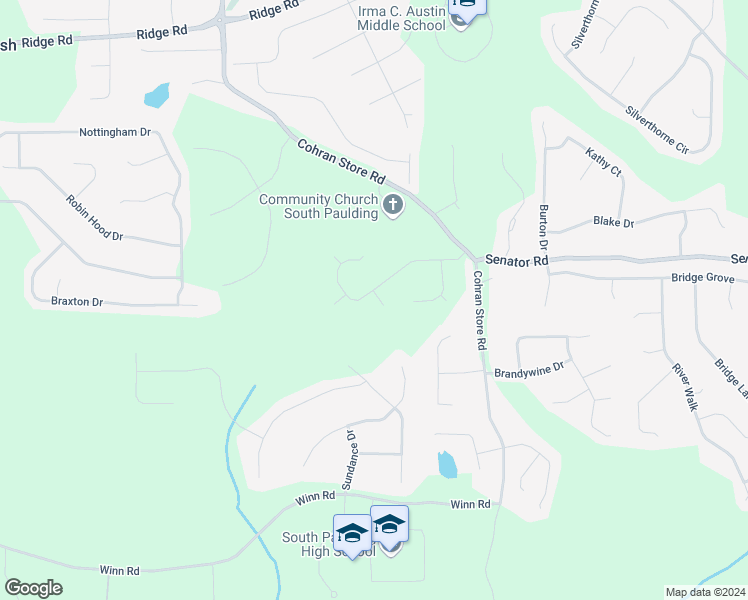 map of restaurants, bars, coffee shops, grocery stores, and more near 22 Clingstone Court in Douglasville