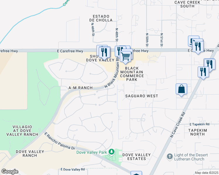map of restaurants, bars, coffee shops, grocery stores, and more near 4748 East Amber Sun Drive in Cave Creek