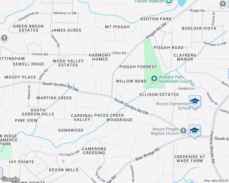 map of restaurants, bars, coffee shops, grocery stores, and more near 1044 Willow Crest Landing Southwest in Austell