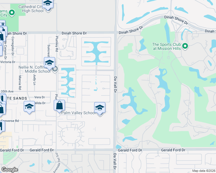 map of restaurants, bars, coffee shops, grocery stores, and more near 35202 Vista Del Monte in Rancho Mirage