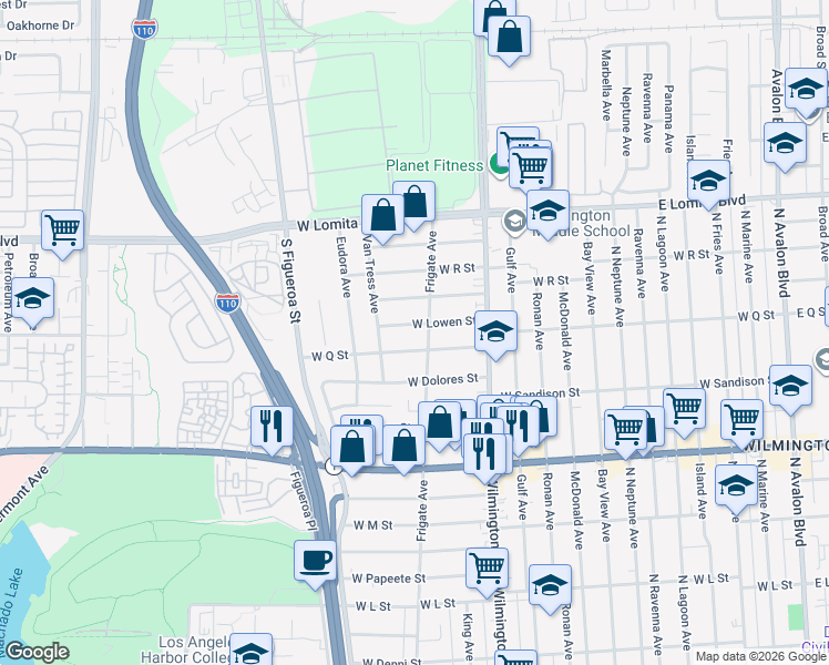 map of restaurants, bars, coffee shops, grocery stores, and more near 1226 West Lowen Street in Los Angeles