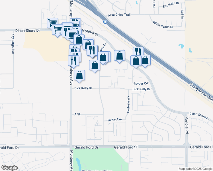 map of restaurants, bars, coffee shops, grocery stores, and more near in Palm Desert