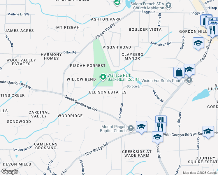 map of restaurants, bars, coffee shops, grocery stores, and more near 942 Ellison Court in Austell
