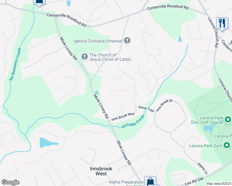 map of restaurants, bars, coffee shops, grocery stores, and more near 3470 Frankfurt Court in Snellville