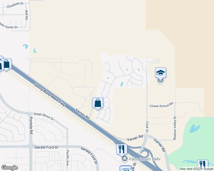 map of restaurants, bars, coffee shops, grocery stores, and more near 34940 Serenade in Thousand Palms
