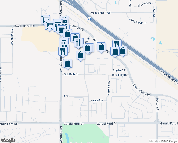 map of restaurants, bars, coffee shops, grocery stores, and more near in Palm Desert