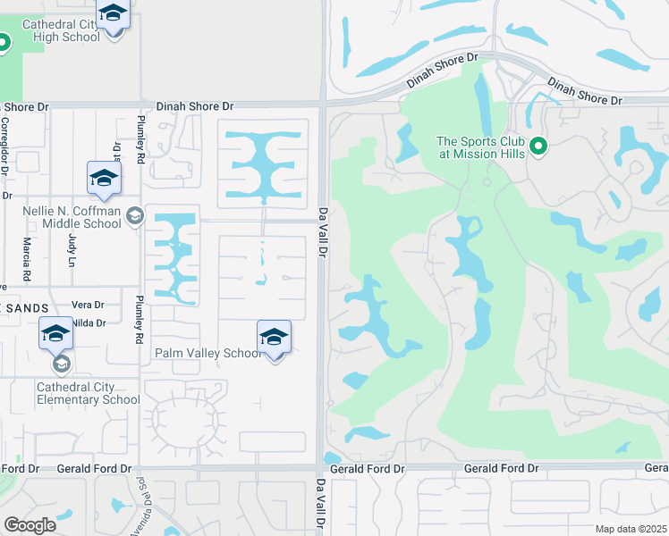 map of restaurants, bars, coffee shops, grocery stores, and more near 547 Desert West Drive in Rancho Mirage