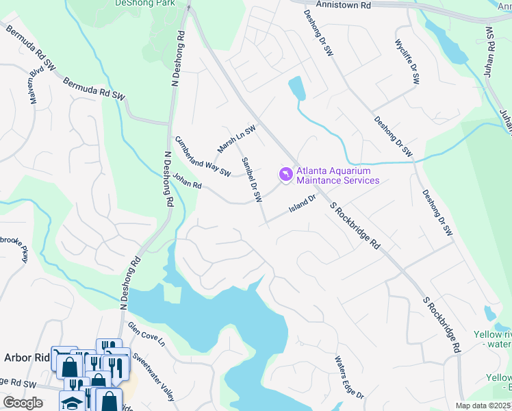 map of restaurants, bars, coffee shops, grocery stores, and more near 3087 Sanibel Drive Southwest in Stone Mountain