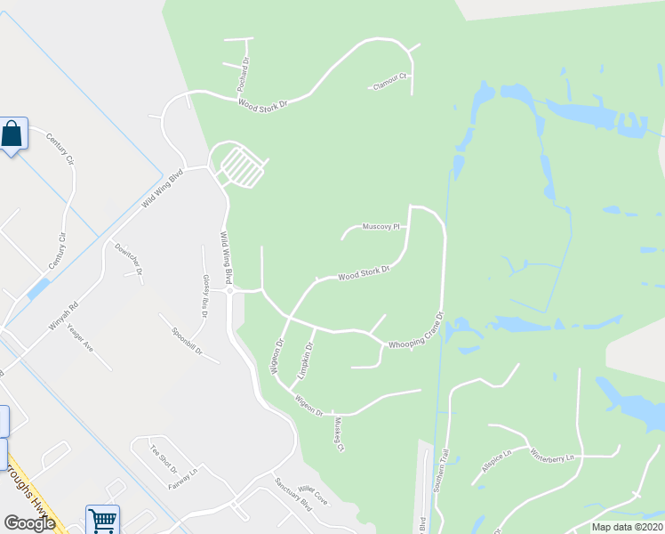 map of restaurants, bars, coffee shops, grocery stores, and more near 1225 Wood Stork Drive in Conway