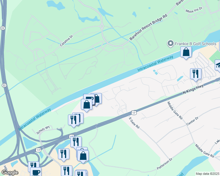 map of restaurants, bars, coffee shops, grocery stores, and more near 925 Dogwood Court in Myrtle Beach