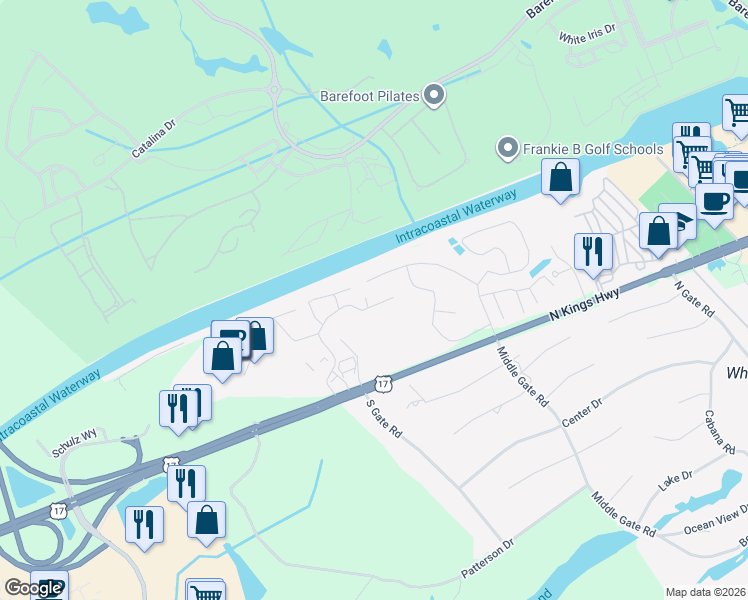 map of restaurants, bars, coffee shops, grocery stores, and more near 977 Briarwood Drive in Myrtle Beach