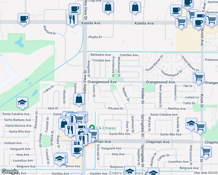 map of restaurants, bars, coffee shops, grocery stores, and more near 6190 Nauru Street in Cypress