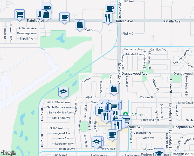 map of restaurants, bars, coffee shops, grocery stores, and more near 5802 Lakia Drive in Cypress