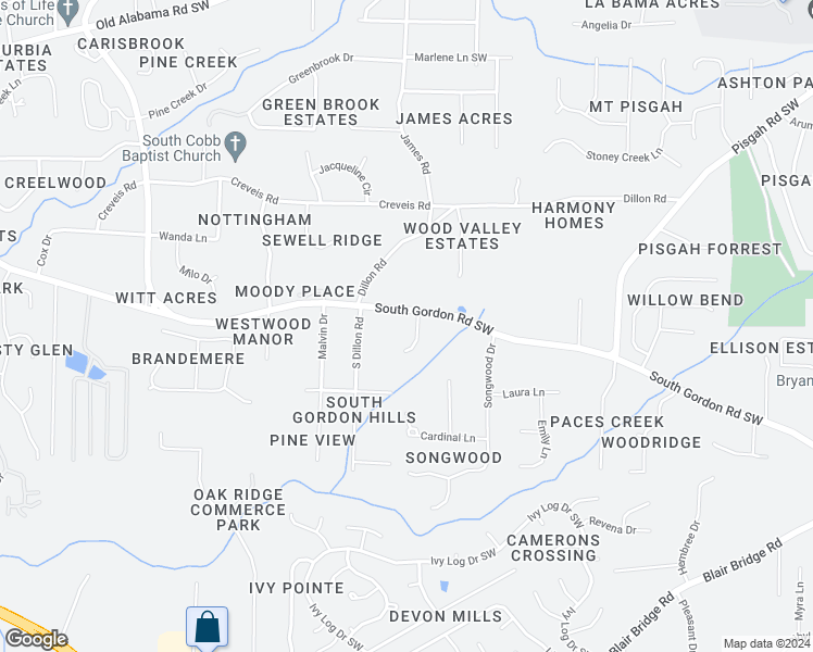 map of restaurants, bars, coffee shops, grocery stores, and more near 6556 Martins Creek Drive Southwest in Austell
