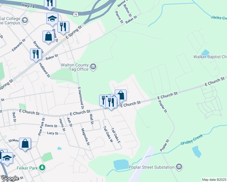 map of restaurants, bars, coffee shops, grocery stores, and more near 516 Chestnut Lane in Monroe