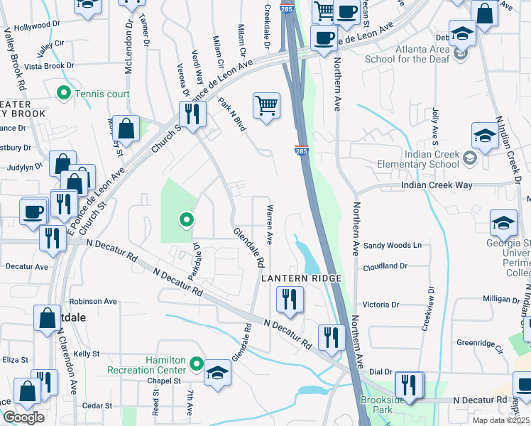 map of restaurants, bars, coffee shops, grocery stores, and more near 628 Warren Avenue in Scottdale