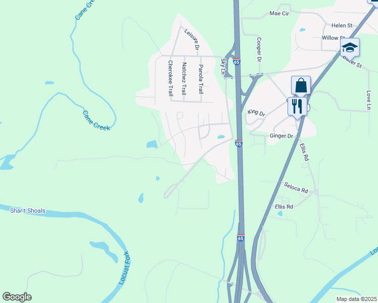 map of restaurants, bars, coffee shops, grocery stores, and more near 9317 Hoffman Place in Warrior