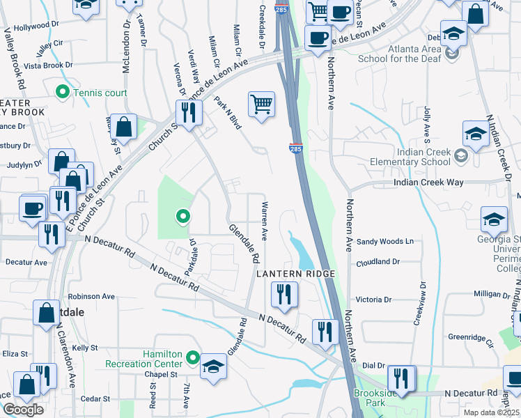 map of restaurants, bars, coffee shops, grocery stores, and more near 628 Warren Avenue in Scottdale