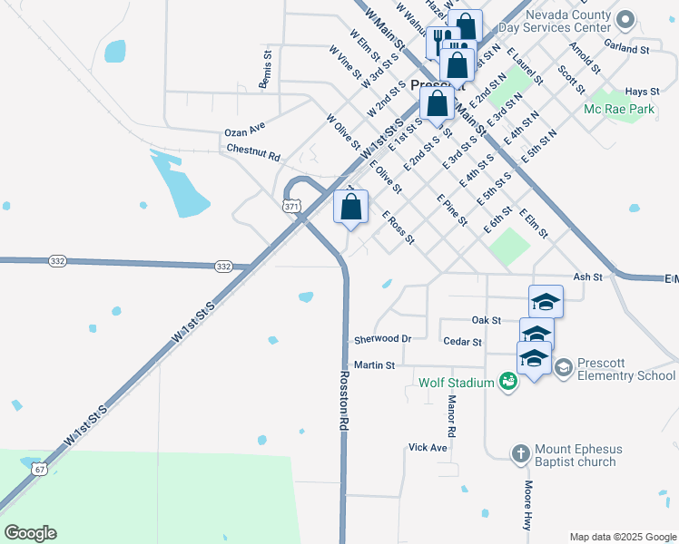 map of restaurants, bars, coffee shops, grocery stores, and more near 104 Rosston Road in Prescott