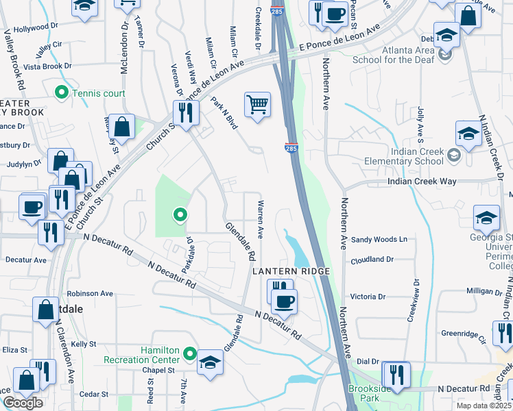 map of restaurants, bars, coffee shops, grocery stores, and more near 632 Warren Avenue in Scottdale