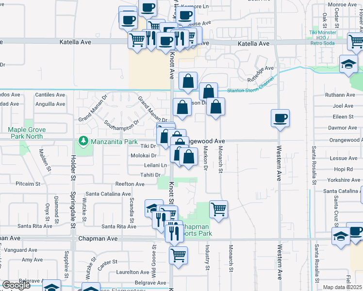 map of restaurants, bars, coffee shops, grocery stores, and more near in Cypress