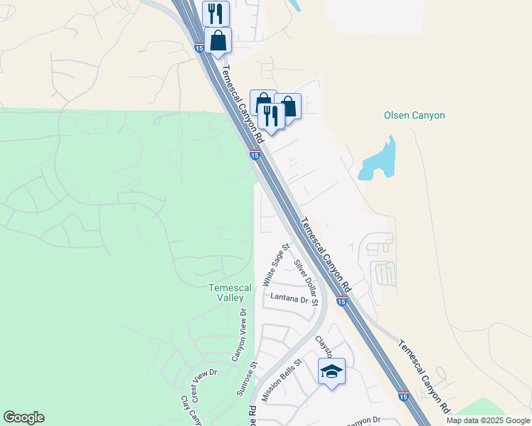 map of restaurants, bars, coffee shops, grocery stores, and more near 9054 Evonvale Drive in Corona
