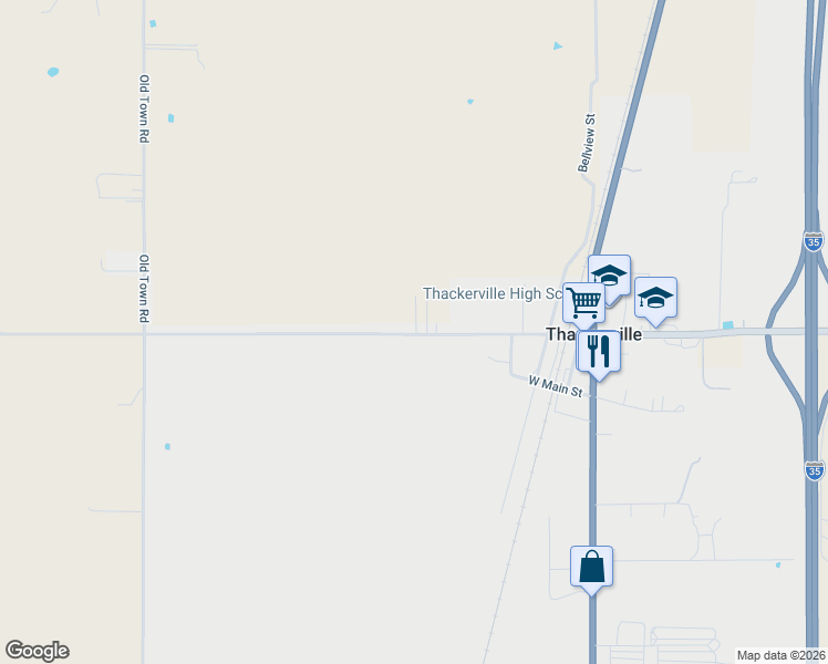 map of restaurants, bars, coffee shops, grocery stores, and more near 12424 Nashoba Road in Thackerville